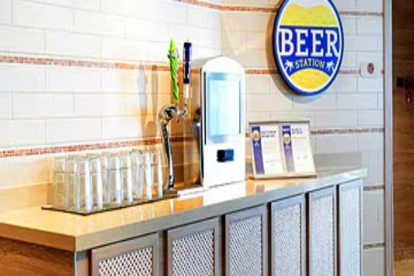 The Beer Station lets you fill up your mug with ThirstyFrog Red - the special in-house brew - or fan favorites from back on land.