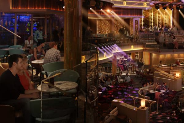 Grand Central, Carnival Festivale's show stopping atrium, sets the tone for the voyage with floor-to-ceiling windows, 14-foot LED screens, and a canopy of 1,400 color-changing lights—an unforgettable first impression of big fun.