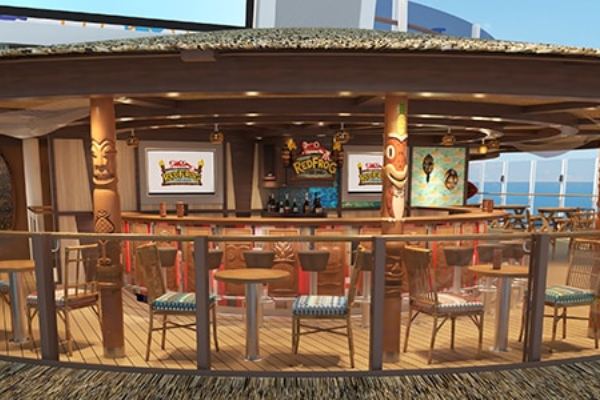 RedFrog Tiki Bar is a two-deck, poolside escape inspired by the South Pacific, pouring tropical favorites like Polynesian Punch, Jungle Bird, and Red's Rum Jumper that whisk you straight to tiki paradise.
Cost: $
