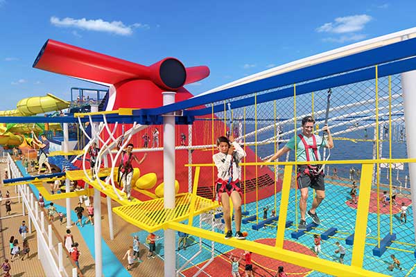 The ropes course has views that are perhaps even better, as you'll be suspended high above the deck while challenging one of two courses — one that actually takes you safely over the deck's edge!
Cost: Included