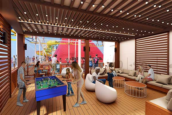 At Sidelines, you can play family-friendly games like foosball or mini-golf, then relax in shaded courtside seats that are perfect for watching the action or taking a break.
Cost: Included