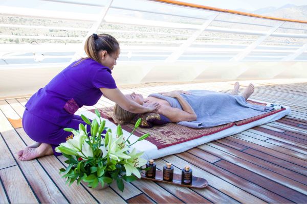 Revitalize at the only Thai-certified spa at sea, incorporating the best of Asian wellness philosophies and European spa treatments. SeaDream's certified spa therapists pamper you with an extraordinary selection of experiences from signature massages and therapeutic bodywork to customized facials and much more. In the spirit of yachting, services are also performed on deck. 