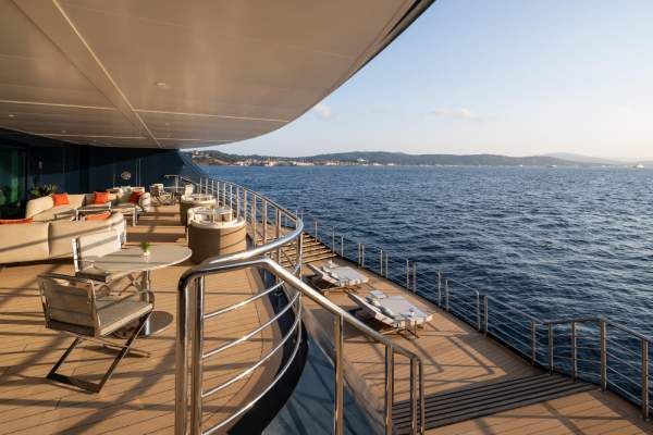 Nestled at the water's edge, the Marina is the perfect retreat, offering sun loungers and a wide selection of water toys while the yacht is at anchor in select destinations.