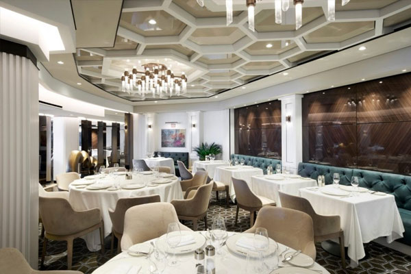 Discover a sophisticated global tasting tour with a French influence at Fil Rouge, where you can savor international cuisine in an intimate, elegant setting. The restaurant features a superb wine selection and an elegant dessert cart with fresh creations served tableside.
Cuisine: French-inspired international